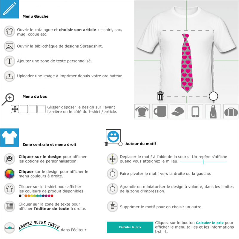 T-shirts  cravate coeurs  designer en ligne 