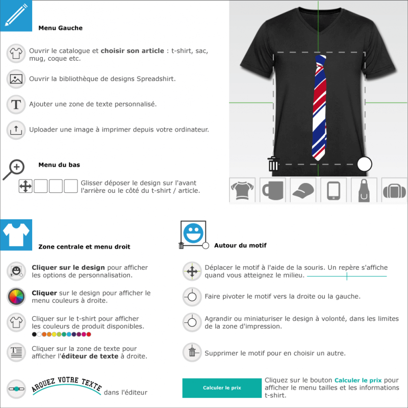 T-shirts  cravate raye oblique classique customis en ligne 