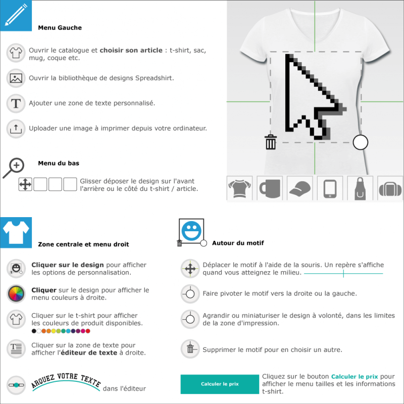 Imprimer votre tee shirt Cursor default flche customis en ligne 