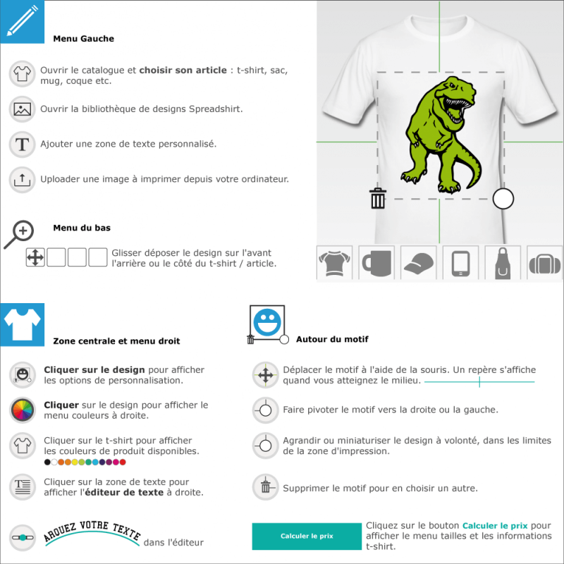 Crez un t-shirt dinosaure personnalis avec ce t-rex trois couleurs opaque spcial impression en ligne.