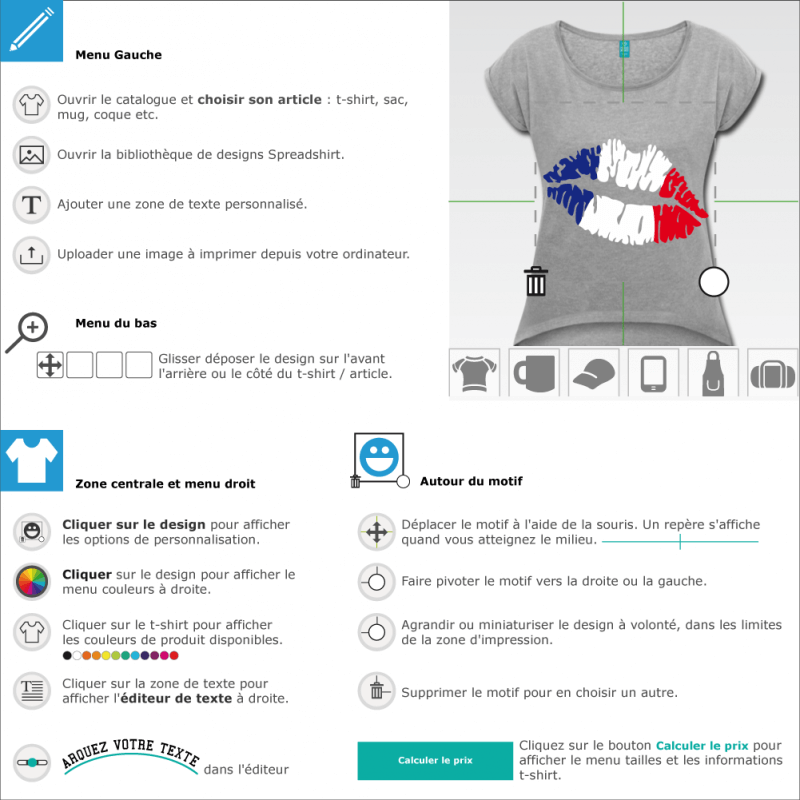 T-shirt bouche drapeau français