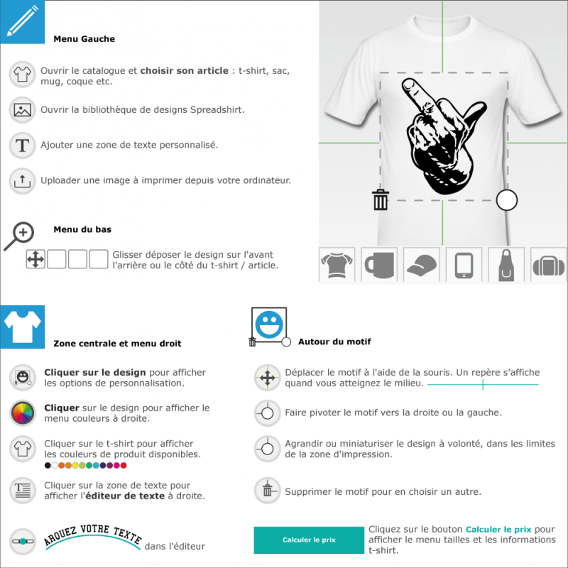 Imprimer un tee shirt Doigt d'honneur fuck en ligne