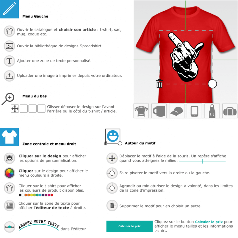 Imprimer votre tee shirt Doigt d'honneur fuck  crer soi-mme 