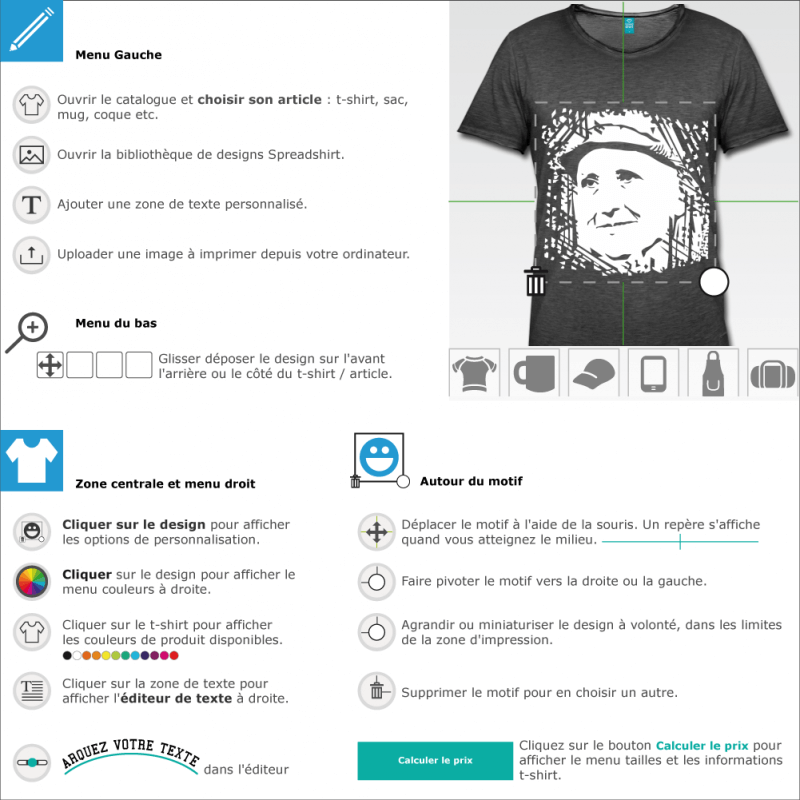 Votre t-shirt Gertrude Stein portrait invers  designer en ligne 