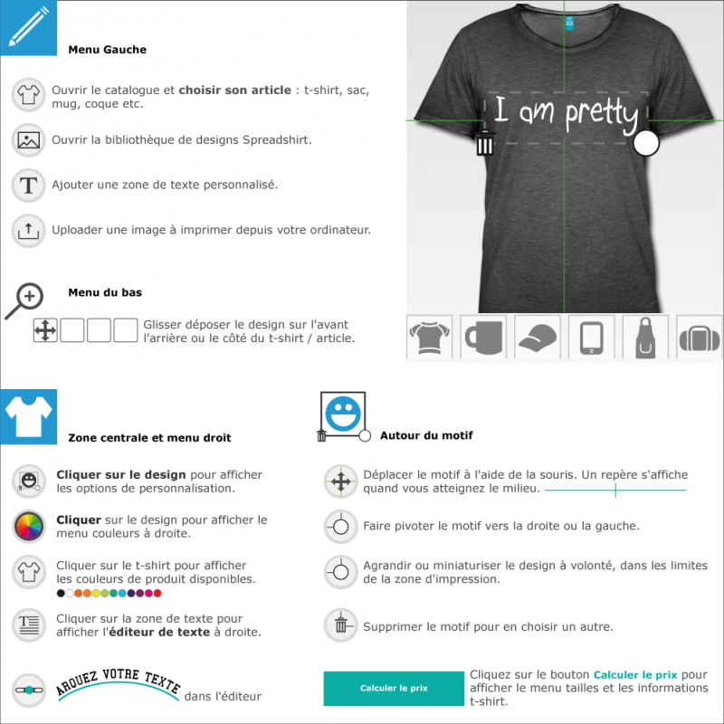 Personnaliser un t-shirt I am pretty  imprimer 