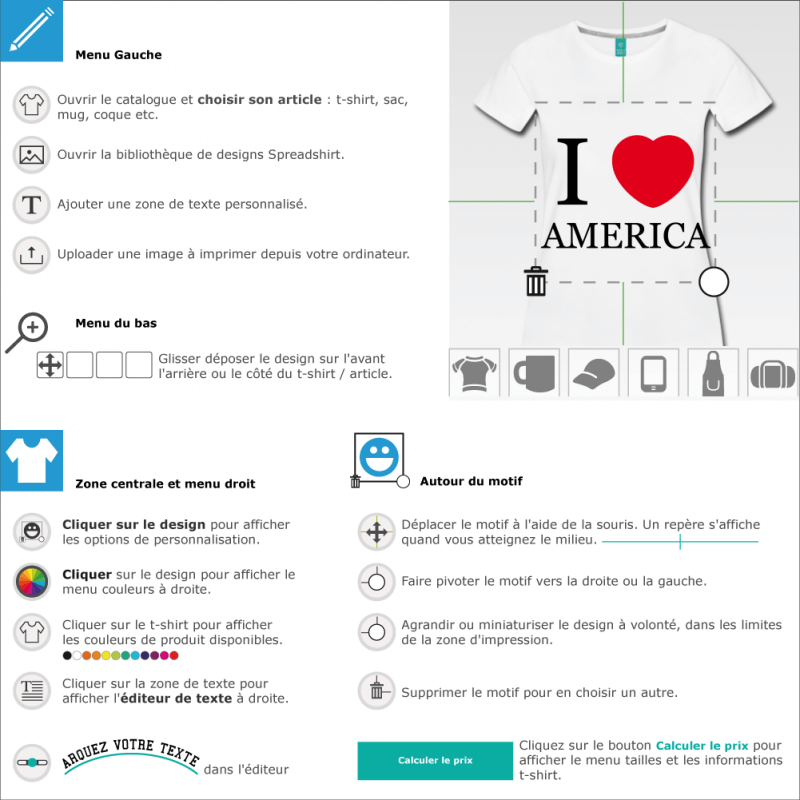 Imprimer votre tee shirt I love America