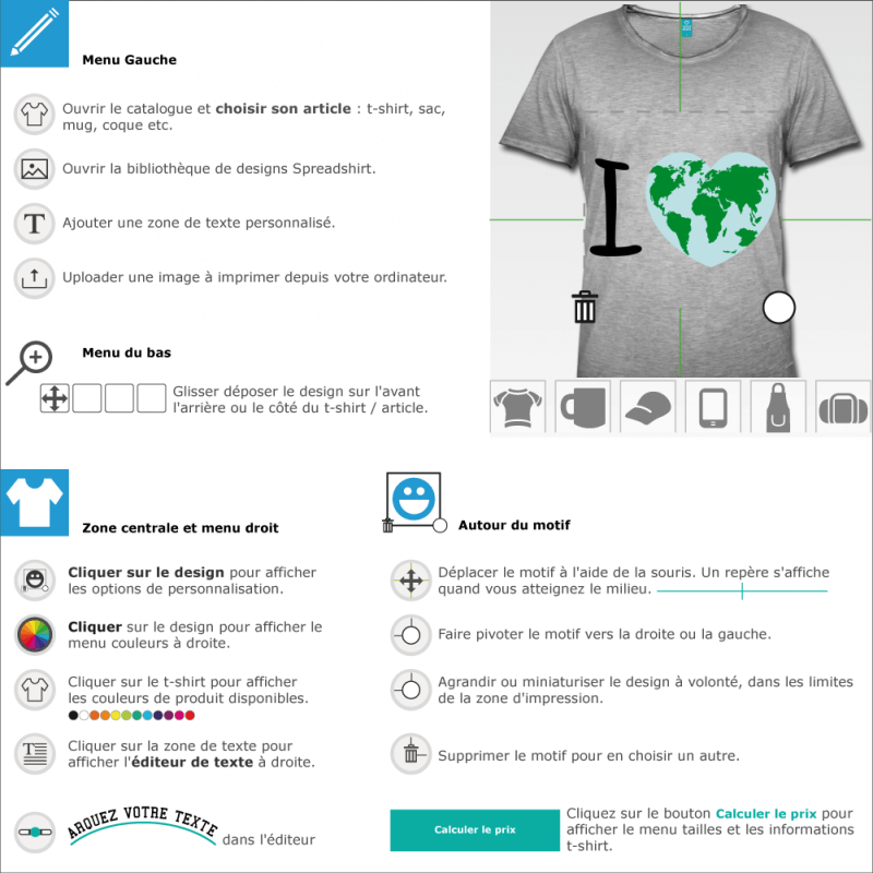 Personnaliser un tee shirt Terre cur  designer en ligne 