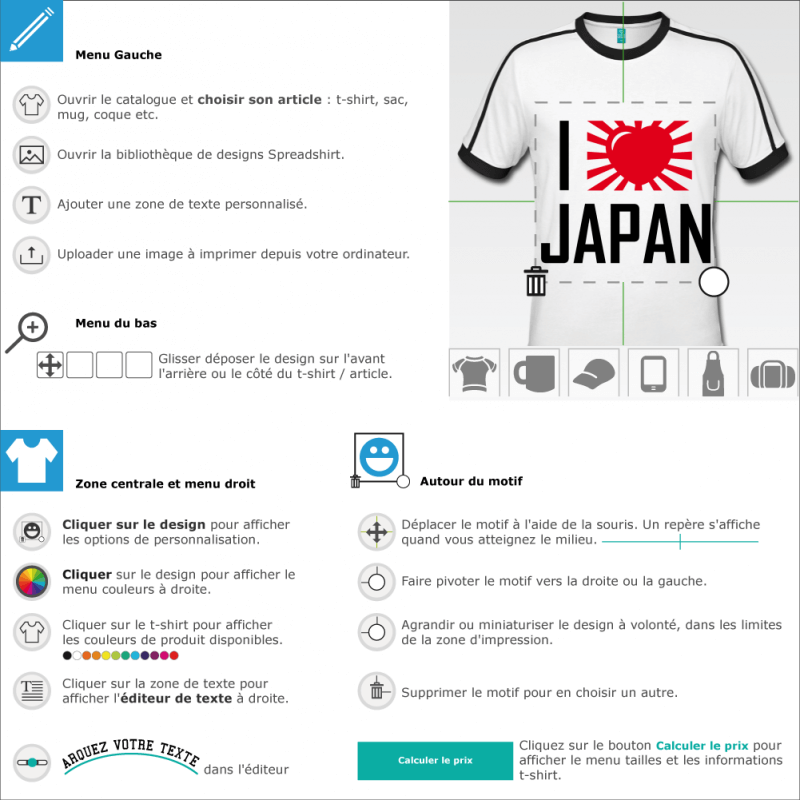 Crer un t-shirt I love Japan