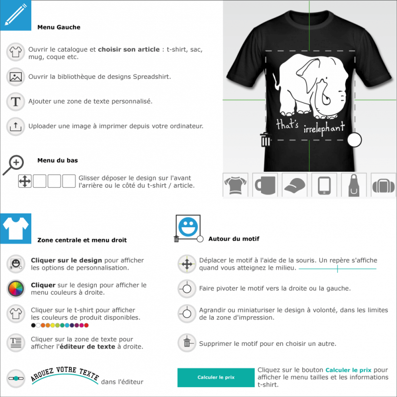 Imprimez votre t-shirt Irrelephant caricature  designer en ligne 