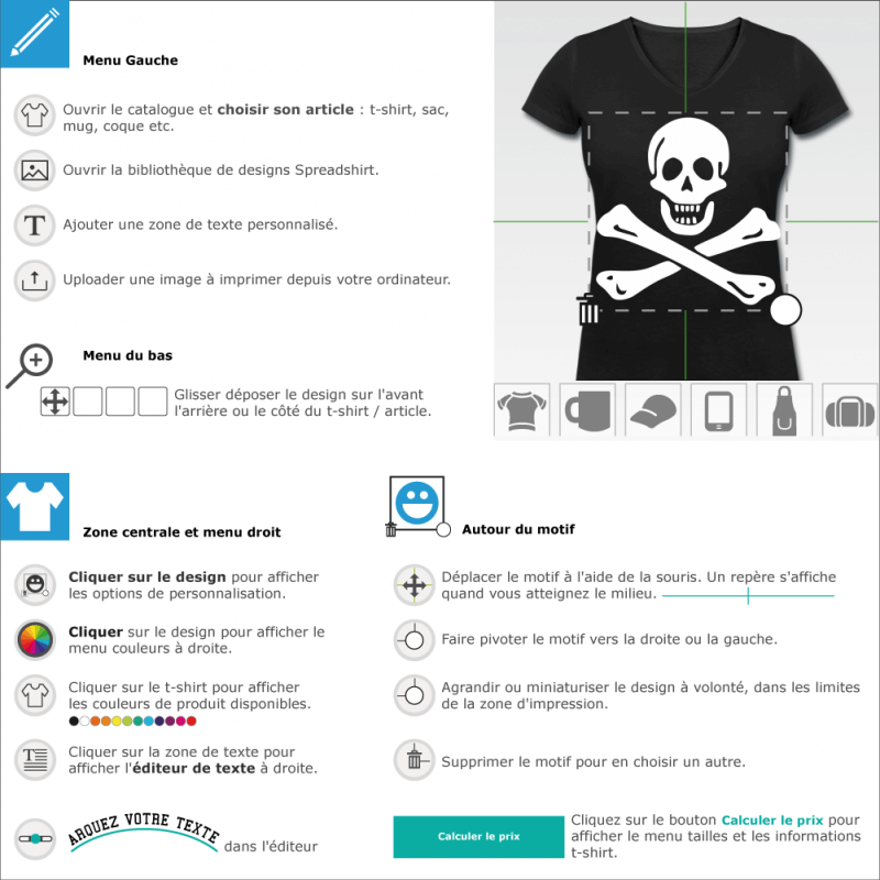 T-shirts  jolly roger drapeau pirate  imprimer 