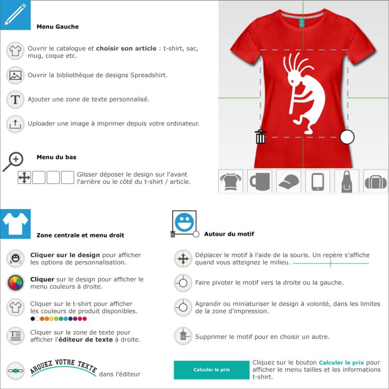 Tee shirts kokopelli  imprimer soi-mme en ligne 