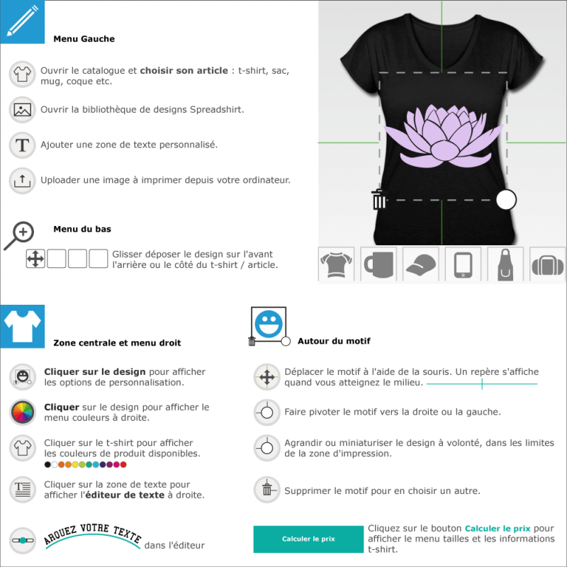 Imprimer votre tee shirt Lotus uni customis en ligne 