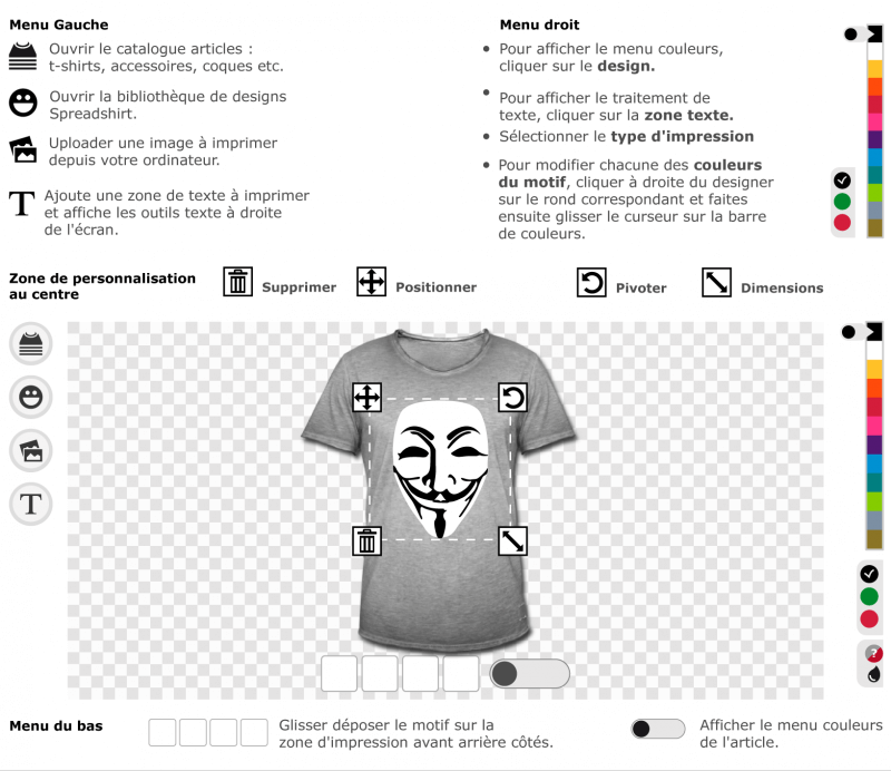 T-shirts  Masque anonymous plein  designer en ligne 