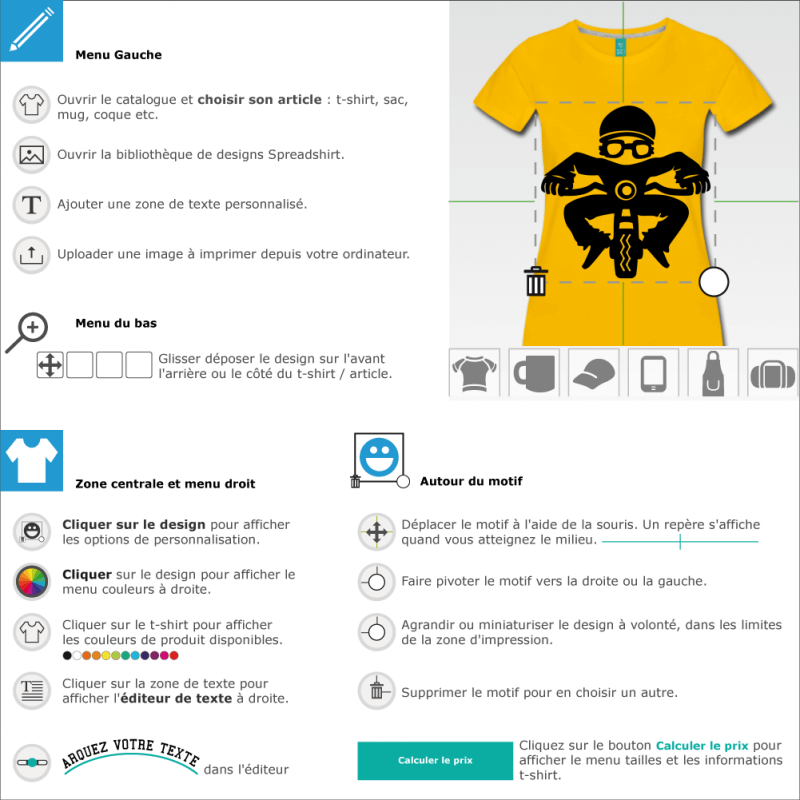 T-shirts  motard rigolo à créer et personnaliser en ligne 