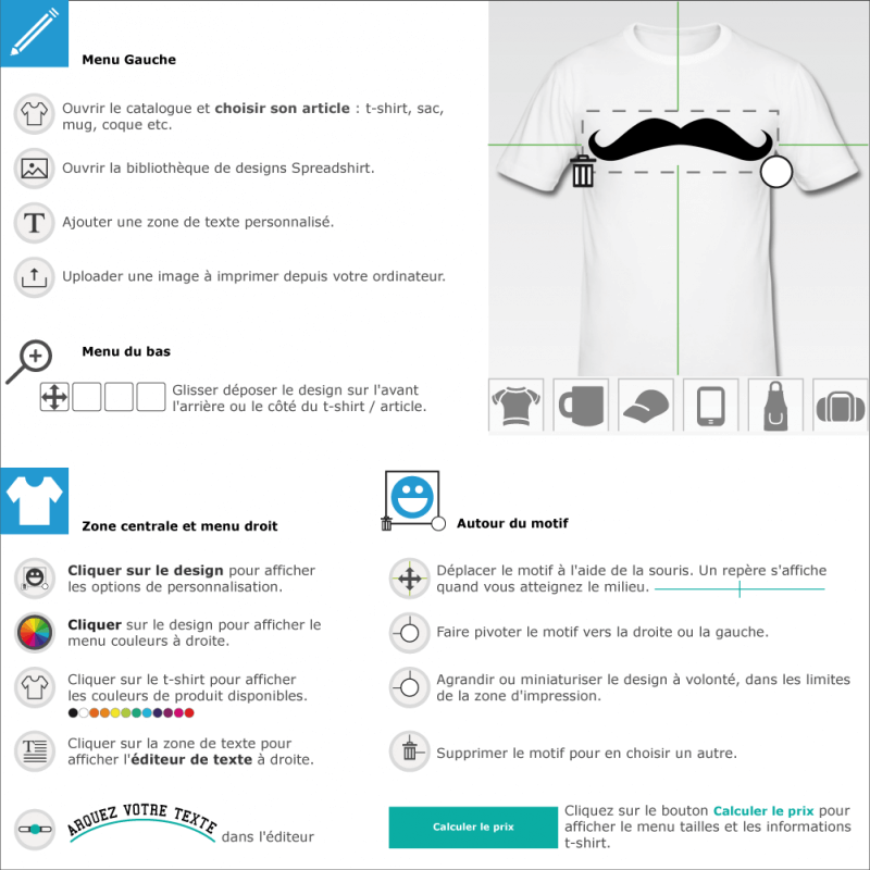 Imprimer votre tee shirt Moustache dandy