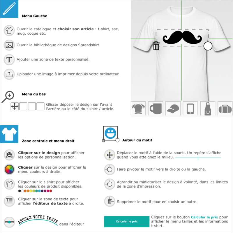 Tee shirt moustache fantaisie personnalis 