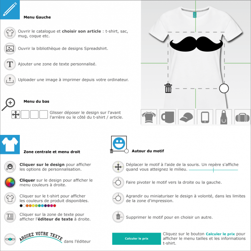 Personnalisez votre tee shirt moustache hipster à designer en ligne 