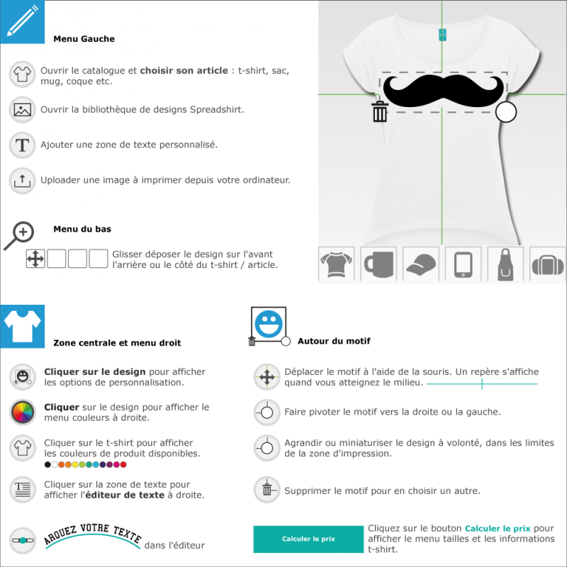 Personnaliser un t-shirt moustache hipster originale à créer en ligne 