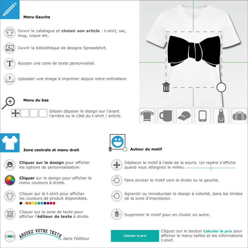 Personnalisez un t-shirt Noeud papillon pais  imprimer 