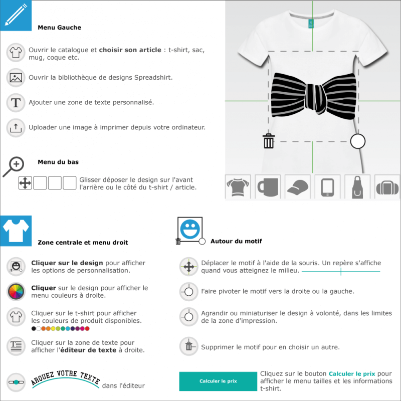 Customisez un t-shirt Noeud papillon ray en ligne 