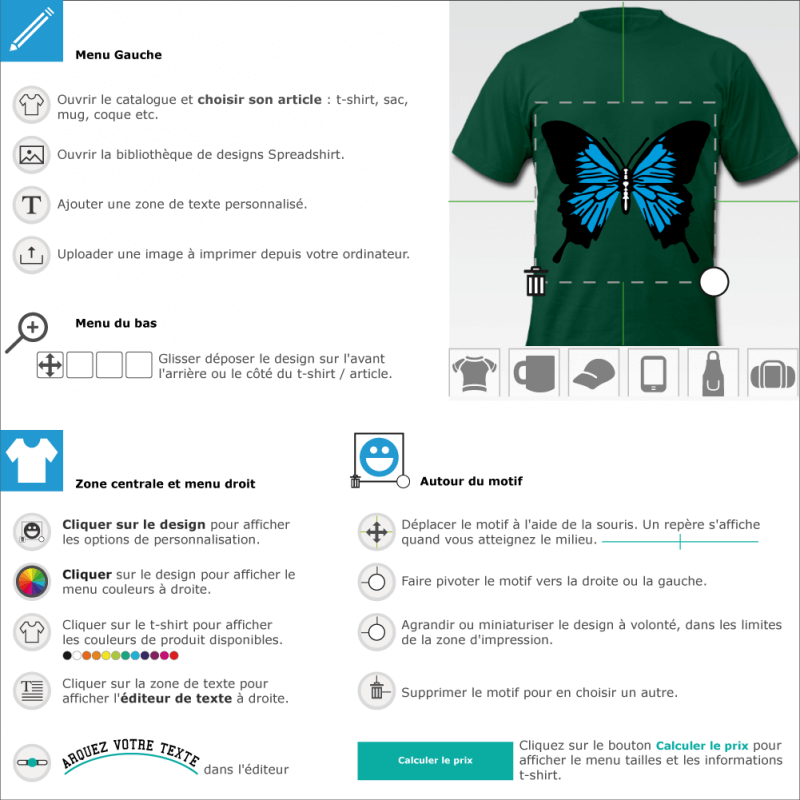 Customisez un t-shirt Papillon simple  crer et personnaliser en ligne 