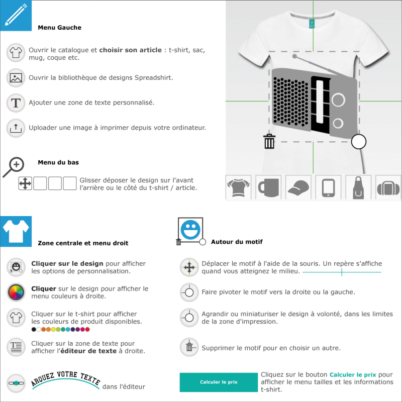 Imprimer un t-shirt Radio 70's pleine  designer en ligne 