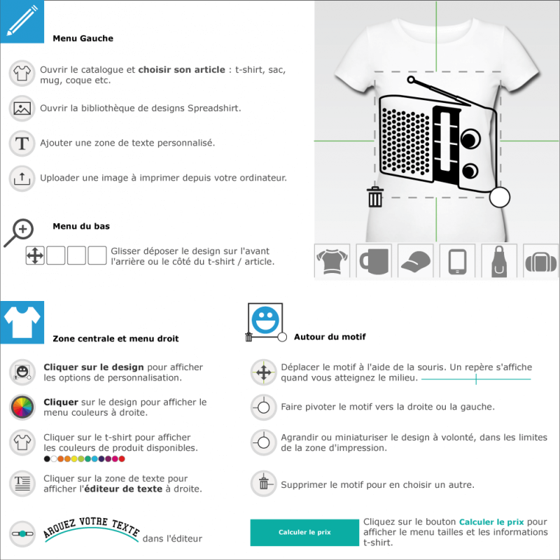 Votre t-shirt Radio 70's contours en ligne 