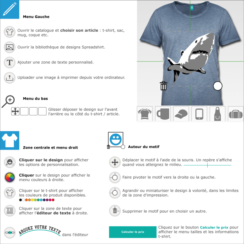 Imprimer votre tee shirt Requin en ligne 