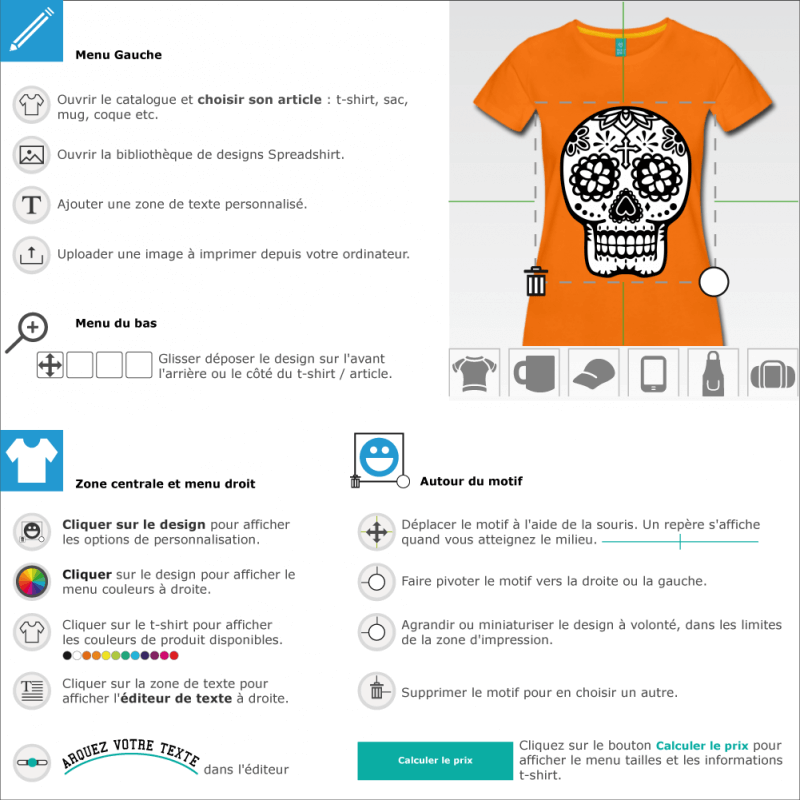 Personnaliser un t-shirt tte de mort