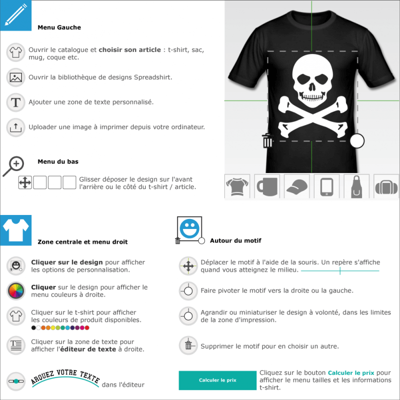 Tee shirts Tête de mort moqueuse customisé en ligne 