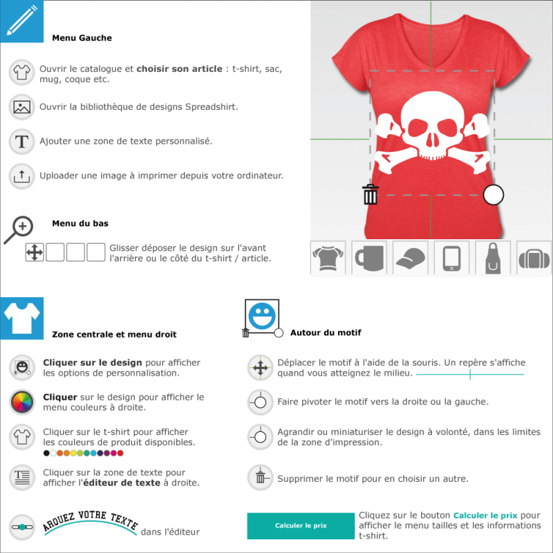 Créer votre t-shirt Tete de mort simple personnalisé 