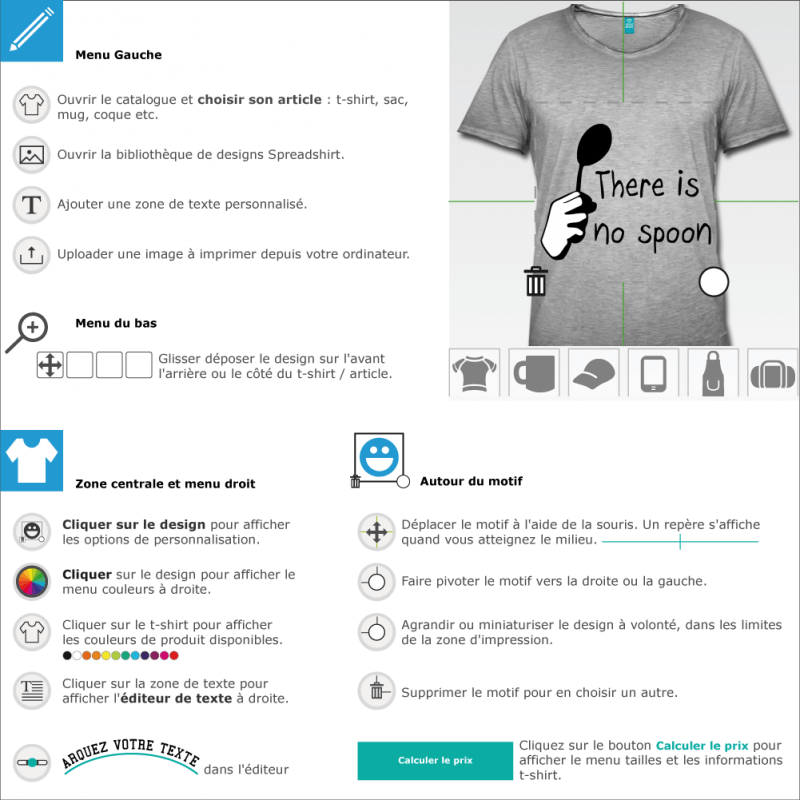 Tee shirts There is no spoon texte  designer en ligne 