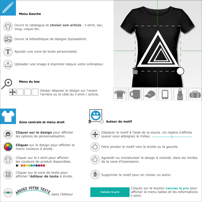 Tee shirts Triangles customis en ligne 