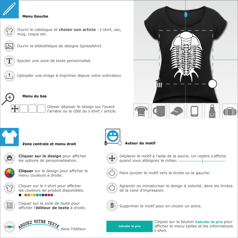 Tee shirts trilobite customis en ligne 