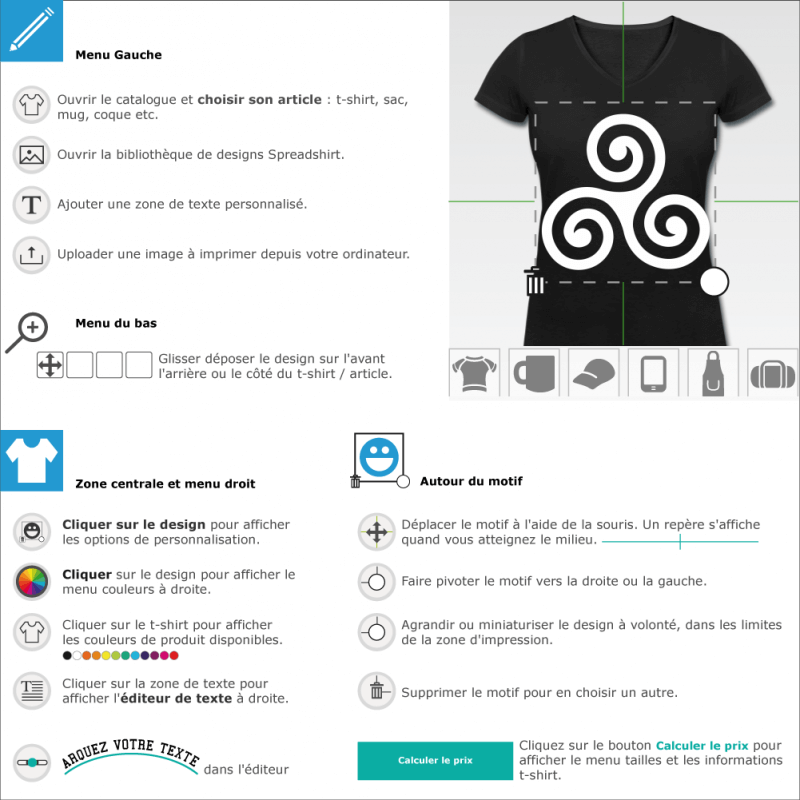 Personnalisez un t-shirt ou un accessoire triskel original avec ce symbole.