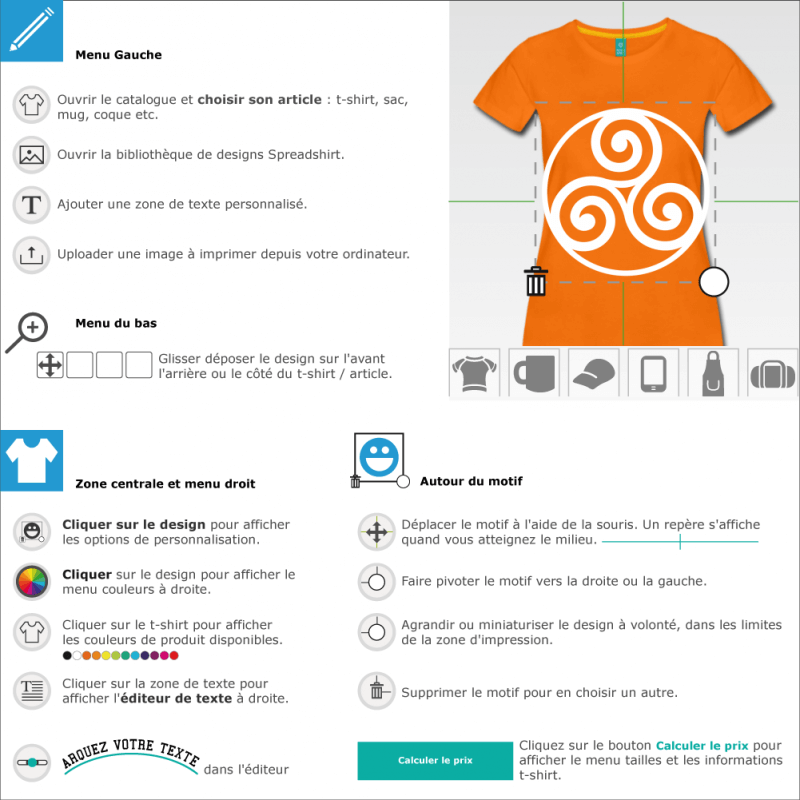 Personnalisez un t-shirt Triskèle simple cerclé fin en ligne 