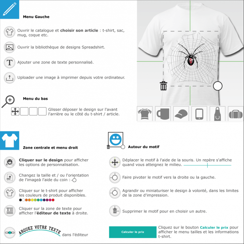 Imprimez votre t-shirt araignée en ligne.