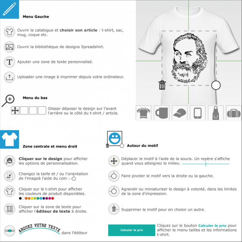 T-shirt Walt Whitman  imprimer 