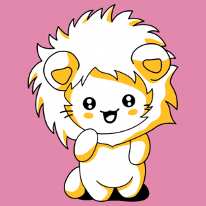 T-shirt chat rigolo portant une capuche de lion, dessin en style kawaii.