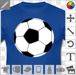 Motif football, ballon de football dessiné en trois couleurs, sans contours. Ballon à personnaliser et imprimer sur t-shirt coloré.