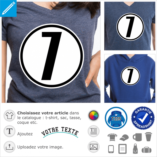 Personnaliser votre t-shirt ou maillot numéro 7 en ligne.