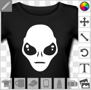 Alien stylisé à grands yeux en amande, un design Geek et Scifi.