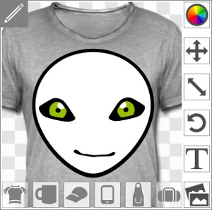 Alien aux grands yeux colorés personnalisables et visage plein.