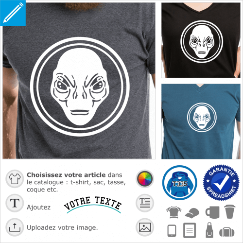 Alien entour d'un cercle, un design sci fi et geek personnalisable.