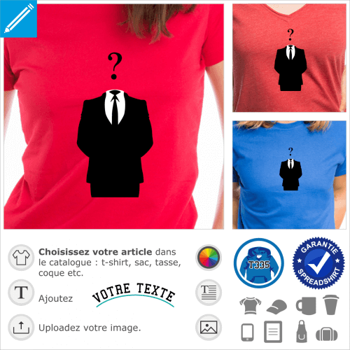 Anonymous et point d'interrogation, logo anonymous adapt en format vectoriel  imprimer sur t-shirt, tasse, etc.
