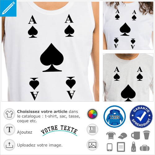 AS de pique  imprimer sur t-shirt poker ou tasse personnalise.