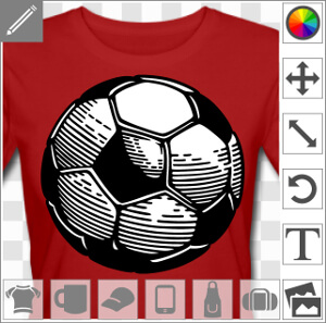 Ballon de football deux couleurs opaque spécial impression en ligne, dessiné en style encre et gravure.