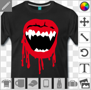 Bouche de vampire 3 couleurs à imprimer sur t-shirt tasse ou accessoire pour Halloween.