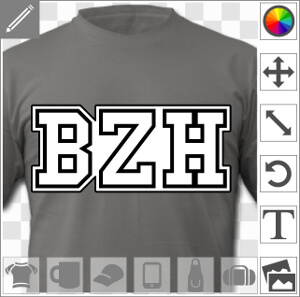 BZH, sigle de la Bretagne, écrit droit en grosses lettres majuscules en typo université, à personnaliser en ligne.