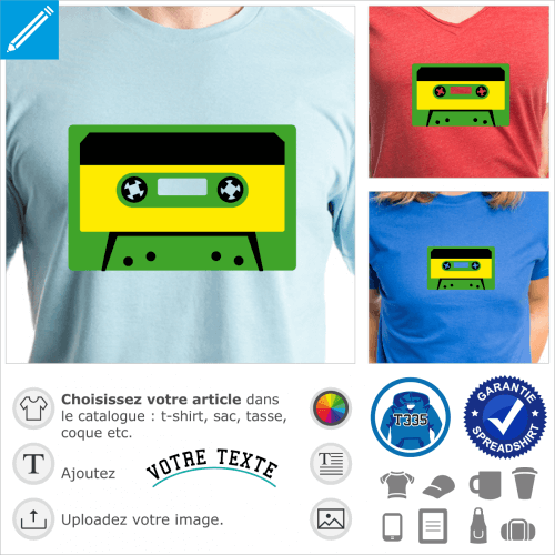 Cassette audio  bande, design retro et musique  personnaliers et imprimer avec vos couleurs.